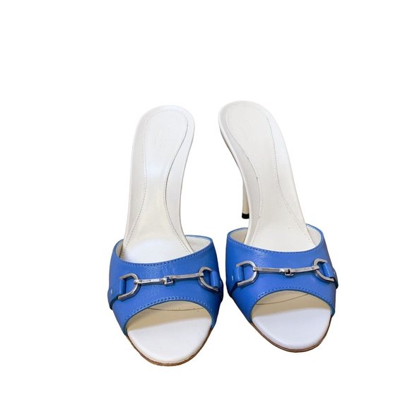 *Gucci Blue Open Toe Mules Size 8 - Picture 2 of 4